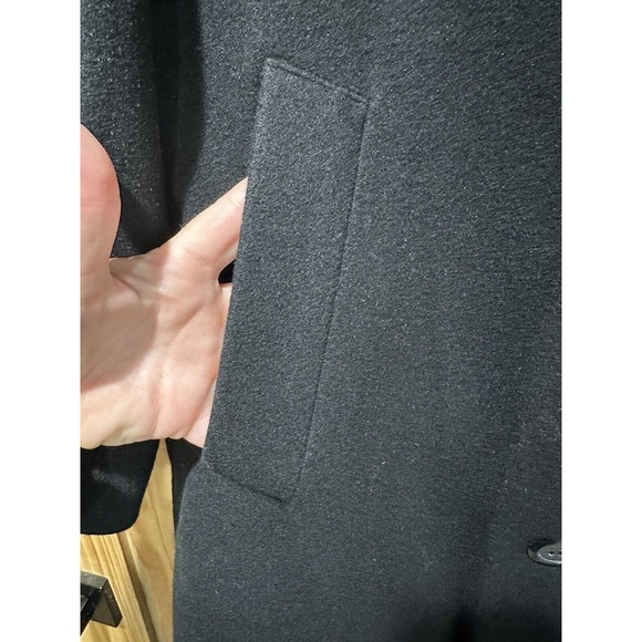 F.R. TRIPLER & CO Wool Blnd Overcoat Black Trench Single Breasted Coat Dress 46R - Picture 4 of 16